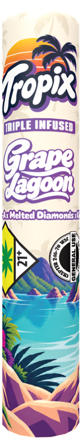 Tropix Grape Lagoon Triple Infused Pre-Roll packaging