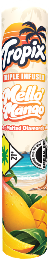 Tropix Mello Mango Triple Infused Pre-Roll packaging