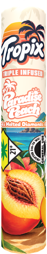 Tropix Paradise Peach Triple Infused Pre-Roll packaging