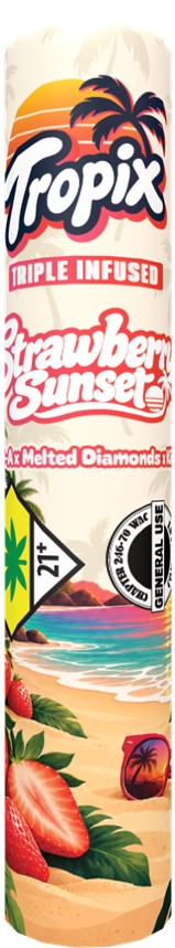 Tropix Strawberry Sunset Triple Infused Pre-Roll packaging